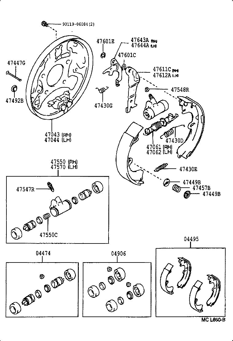 TOYOTA 0449533020 - задние колодки(барабанные) autosila-amz.com