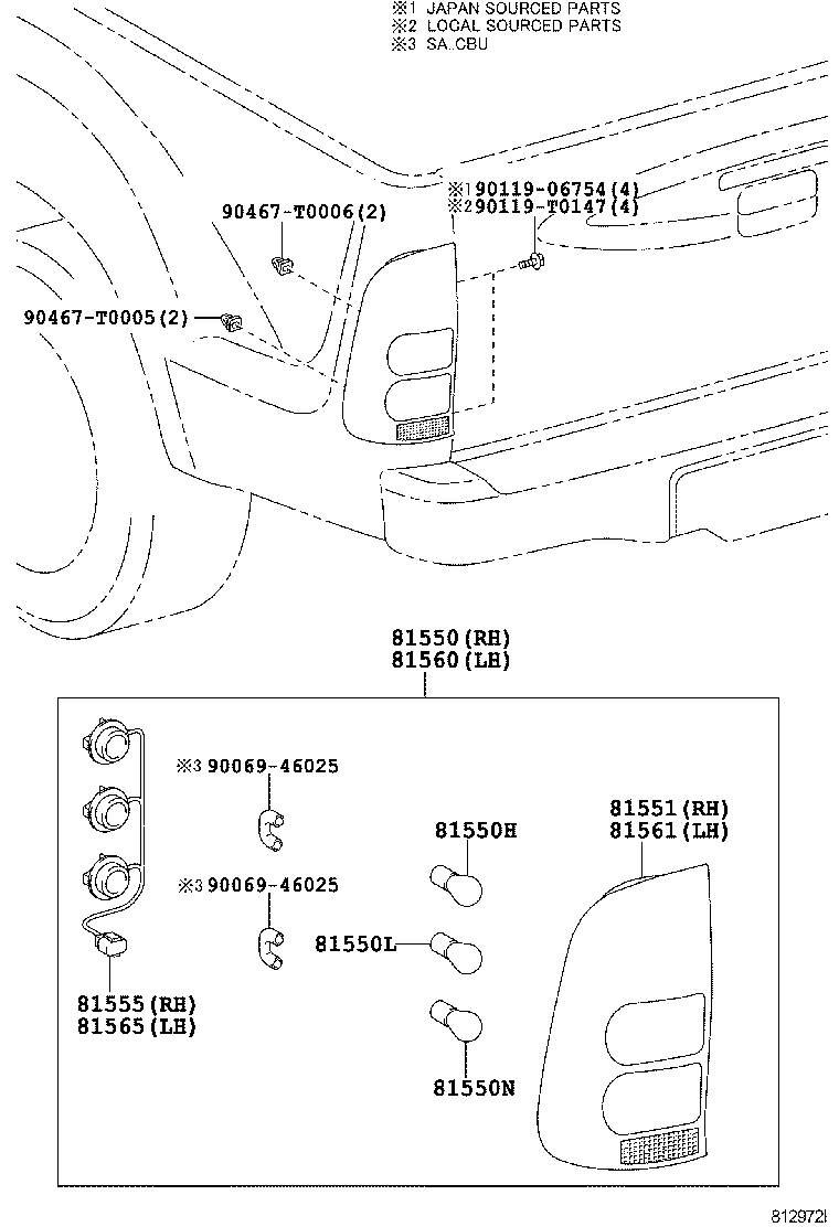 TOYOTA 81550 0K030 - Задний габаритный огонь autosila-amz.com