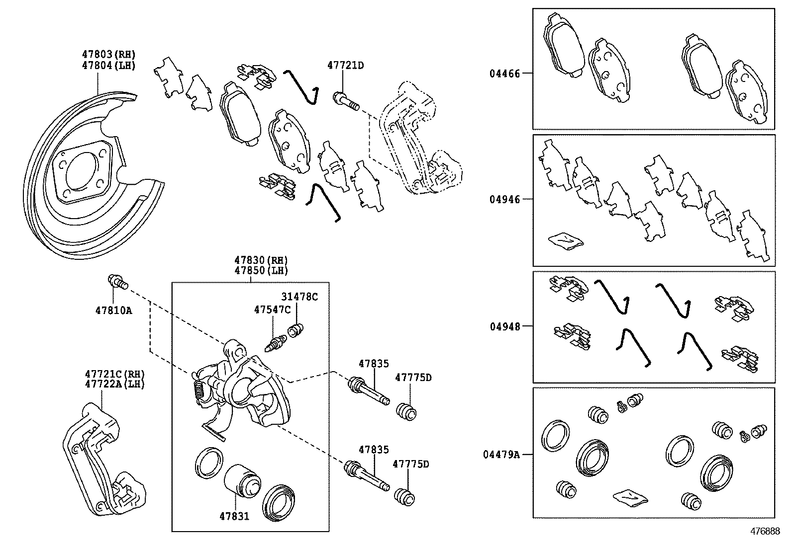 LEXUS 0446647061 - Тормозные колодки, дисковые, комплект autosila-amz.com