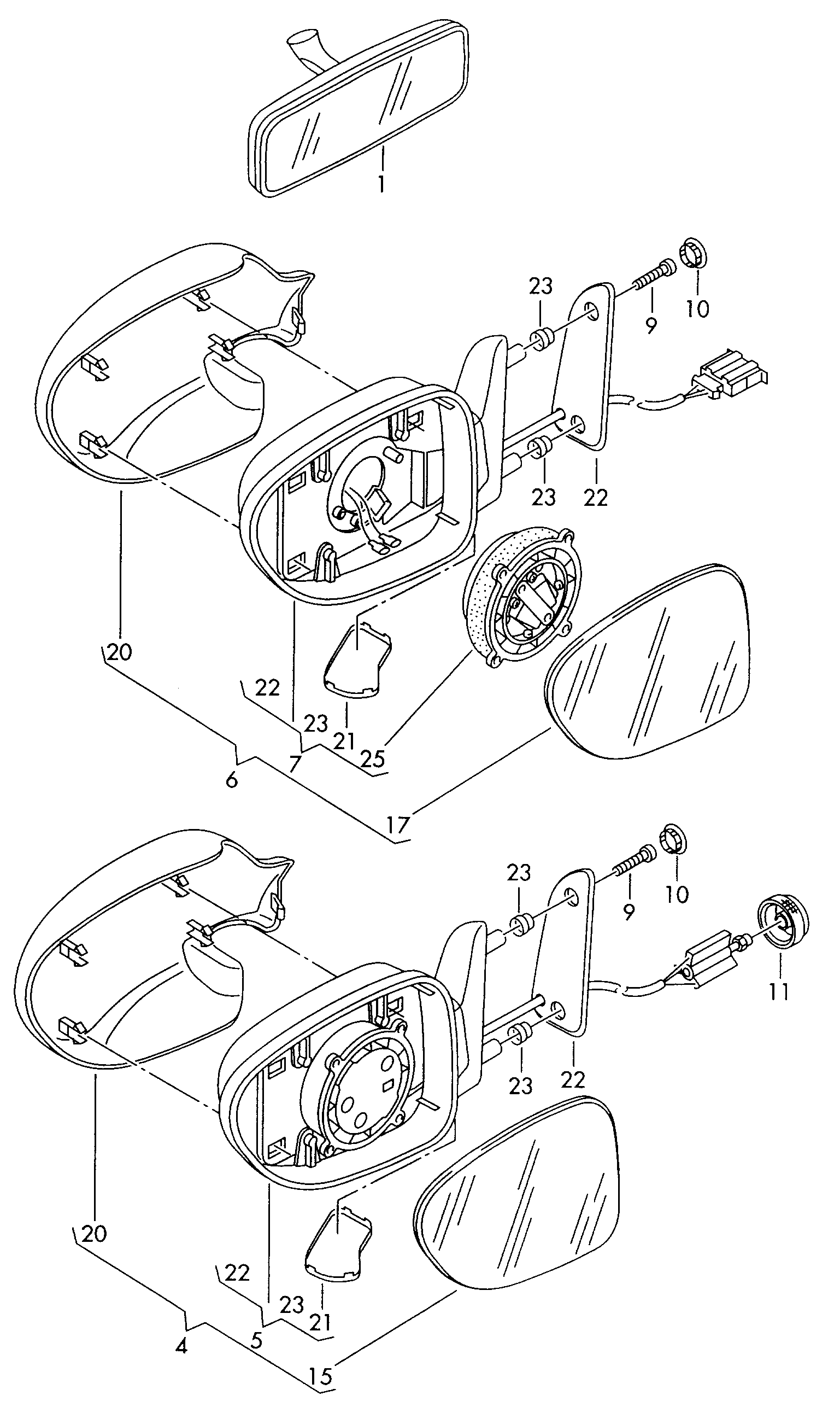 VW 7M0857537 - Наружное зеркало autosila-amz.com