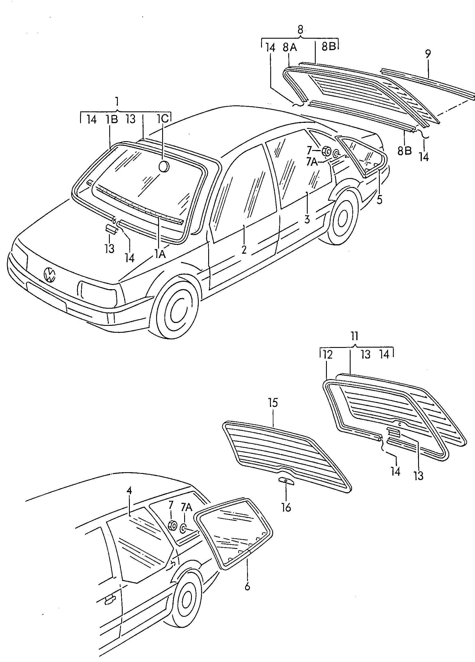 VW 357 845 205 - Боковое стекло autosila-amz.com