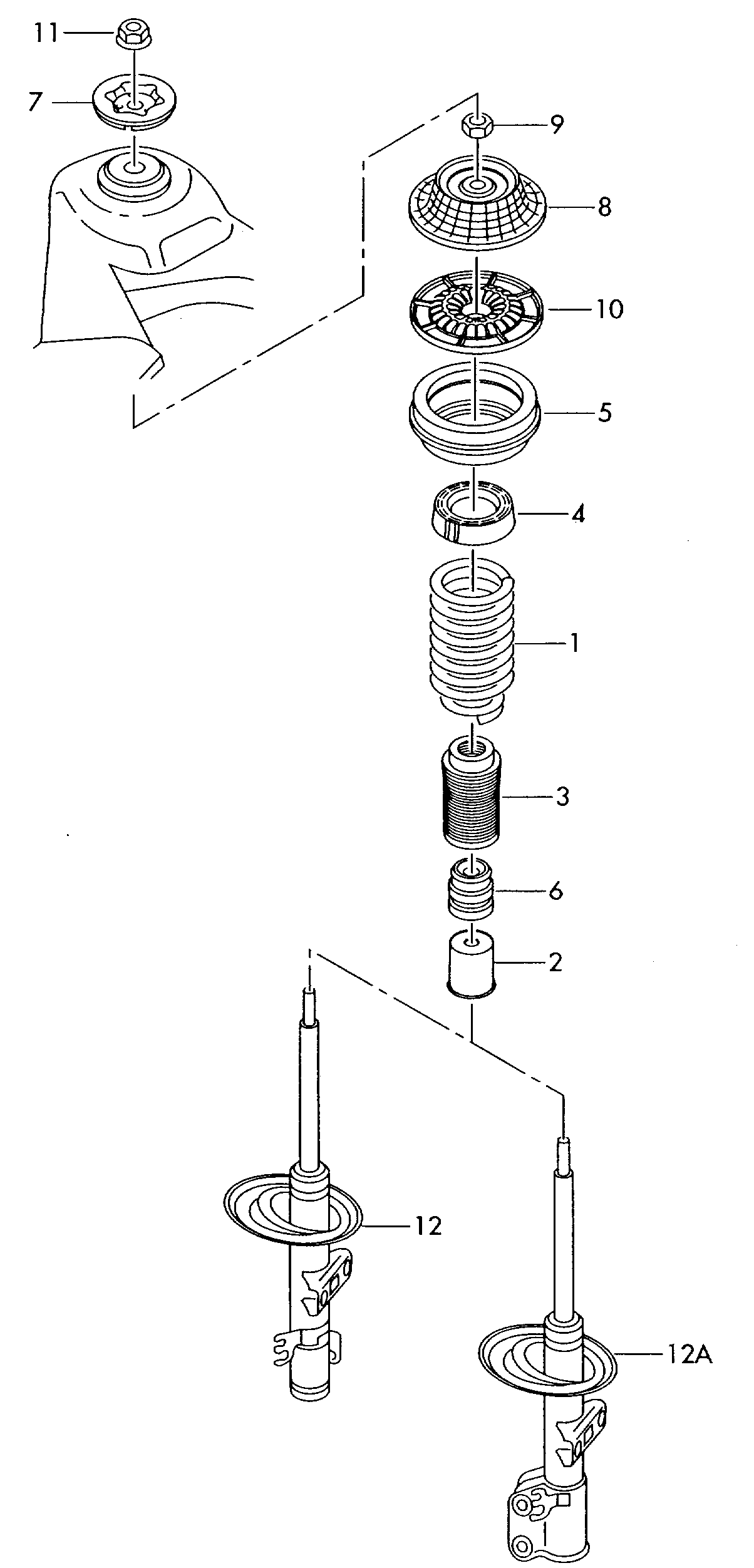 VW 7H0 412 303 A - Отбойник, демпфер амортизатора autosila-amz.com