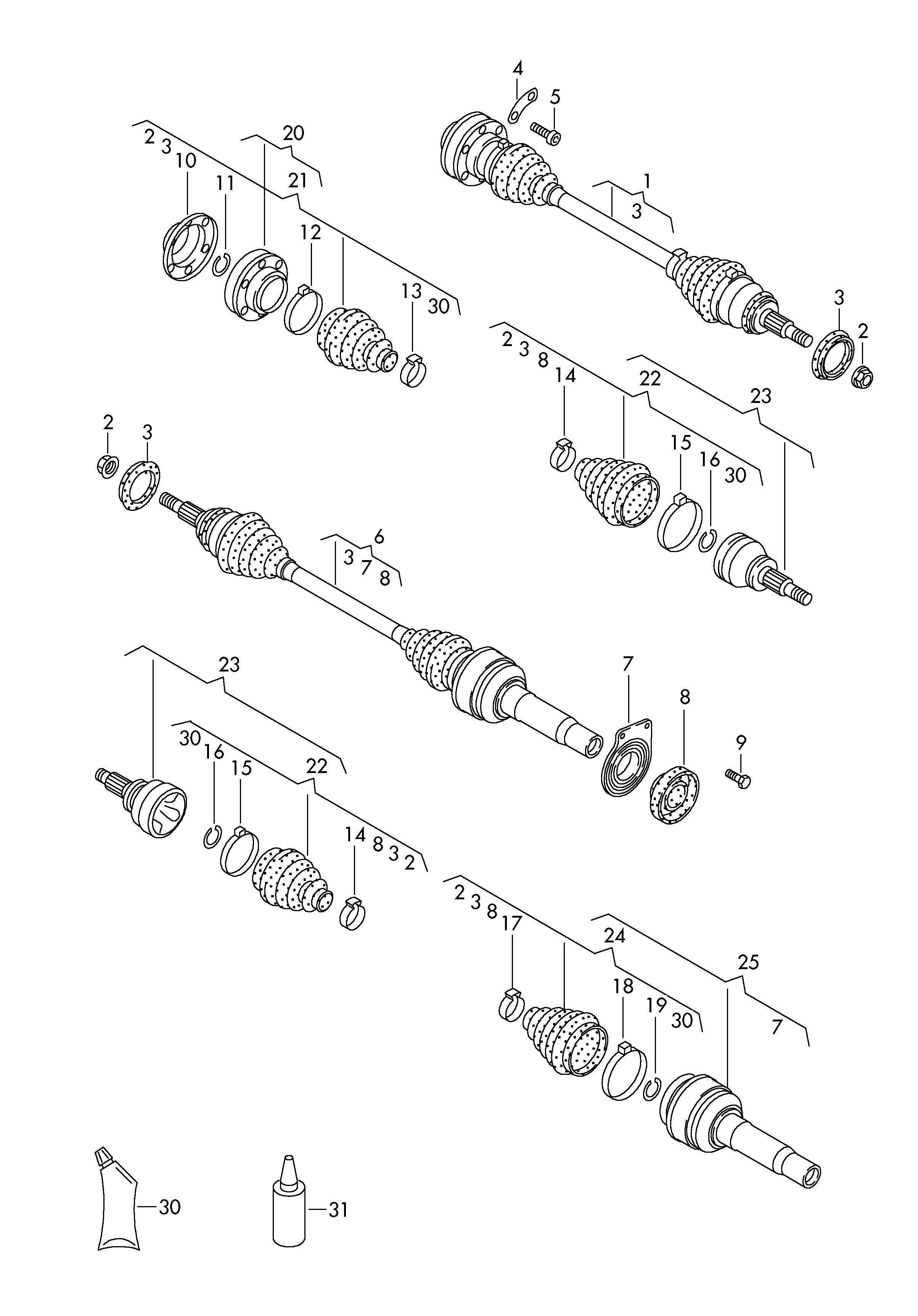 VW 7H0 498 104 L - Шарнирный комплект, ШРУС, приводной вал autosila-amz.com