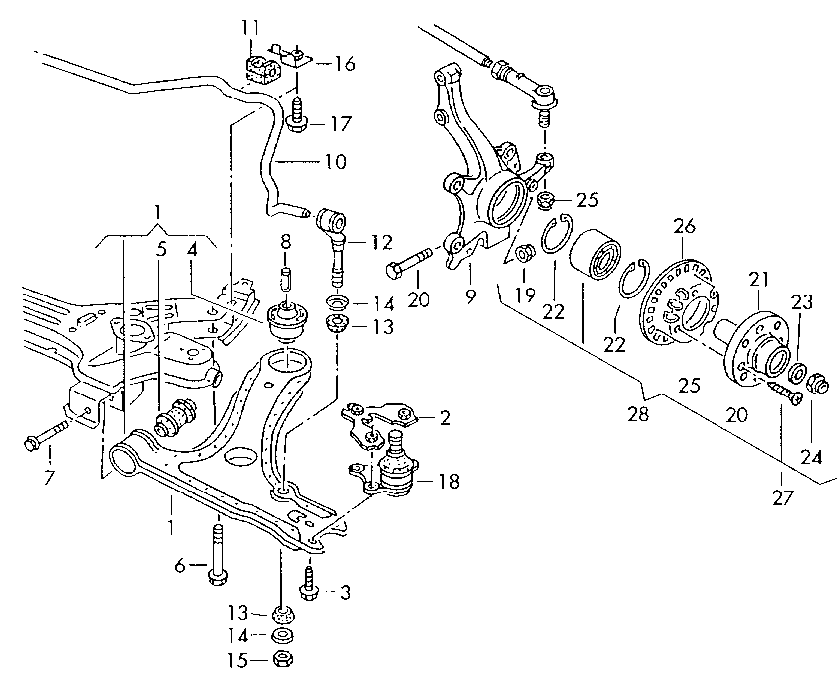 VW 861411331 - Ремкомплект, соединительная тяга стабилизатора autosila-amz.com