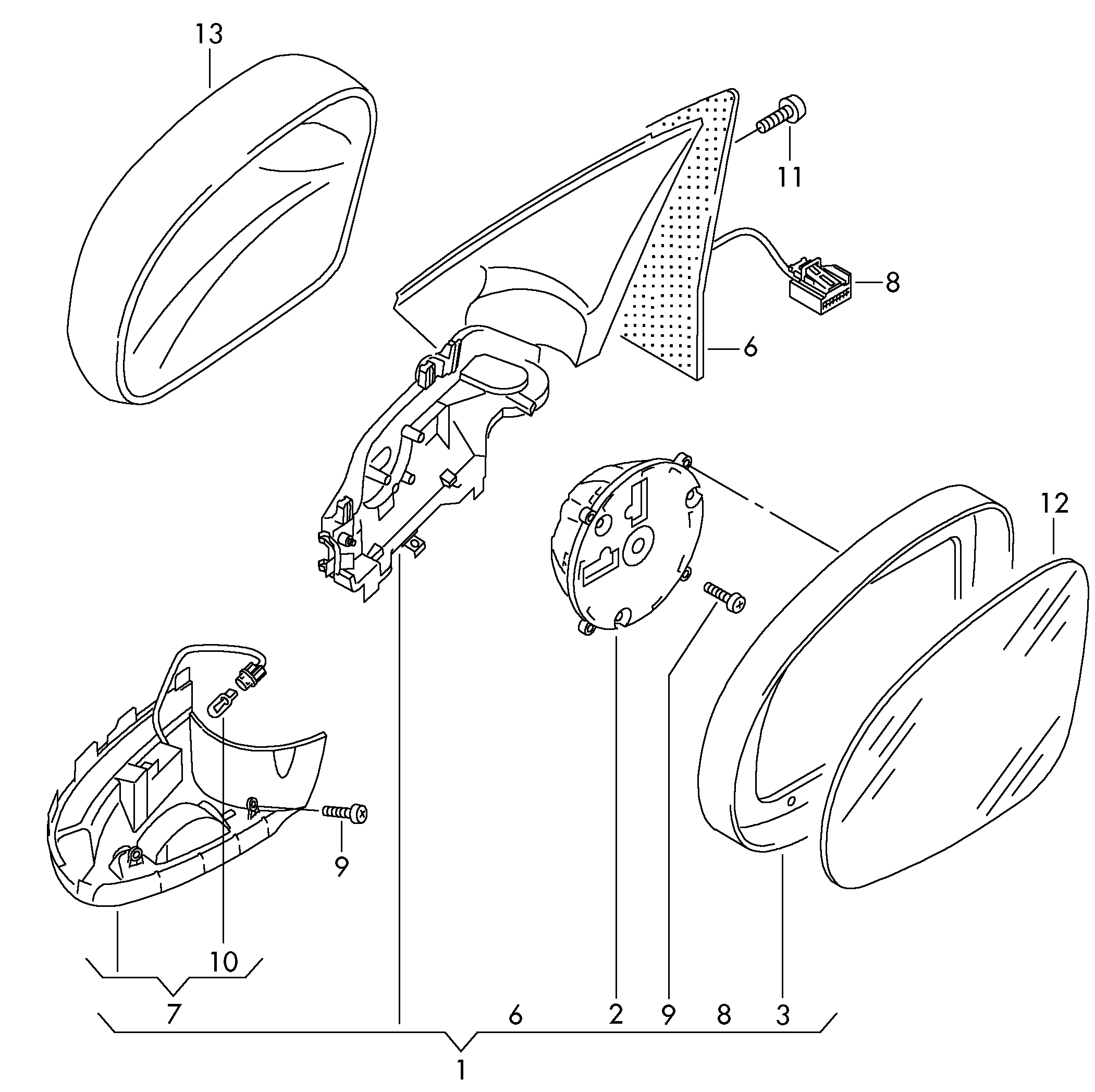 VAG 5N1857507P - Наружное зеркало autosila-amz.com