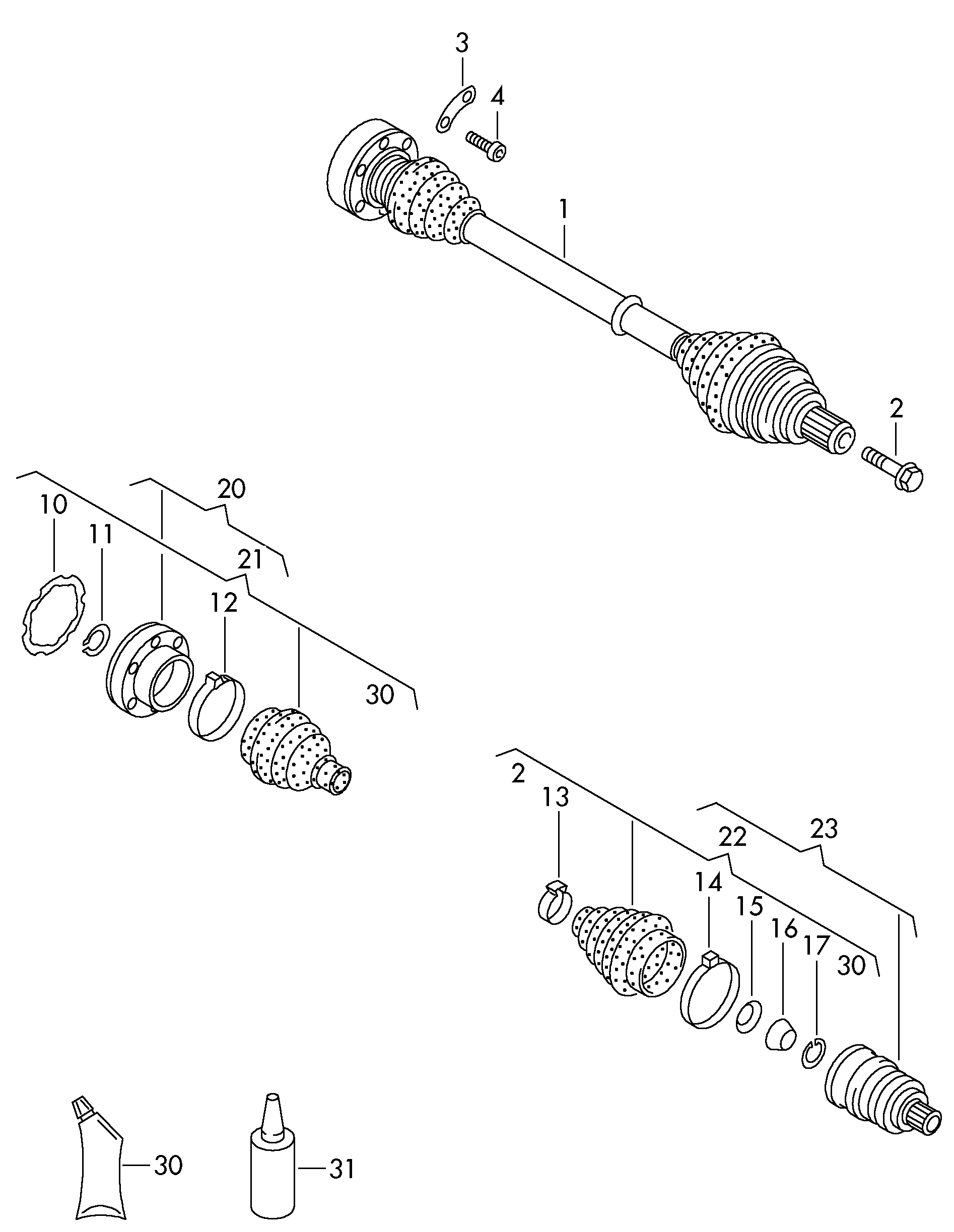 VW 701 498 340 X - Шарнирный комплект, ШРУС, приводной вал autosila-amz.com