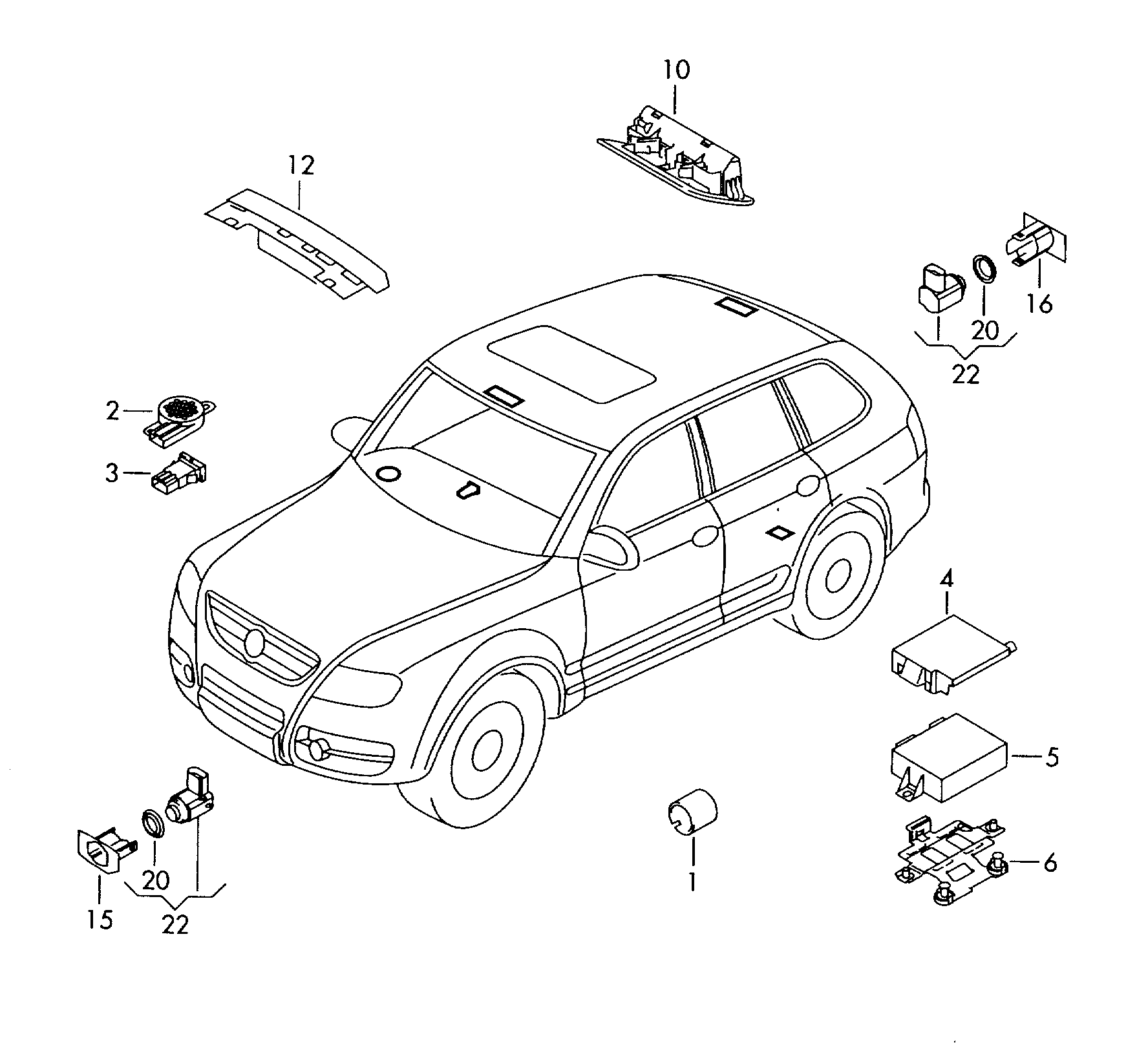 VAG 1J0 998 275 B - датчик парковки Audi Q7,Seat Altea/Toledo, Scoda Octavia, VW Eos/Golf/Jetta/Touareg 96> autosila-amz.com