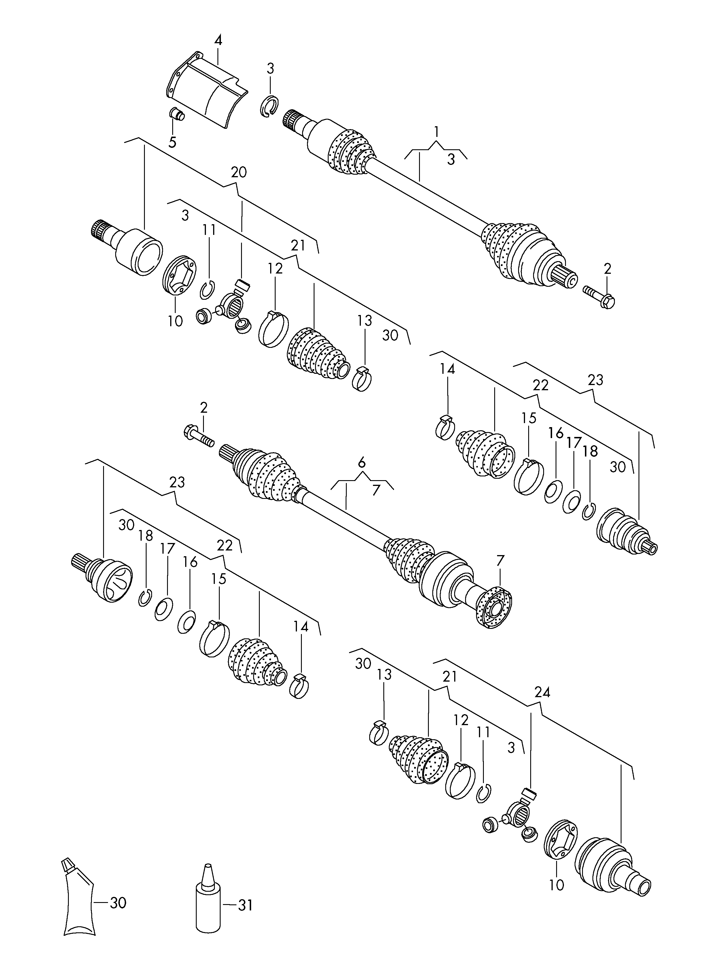 VAG 5N0407764P - Приводной вал с ШРУС и инерционным демпфером autosila-amz.com