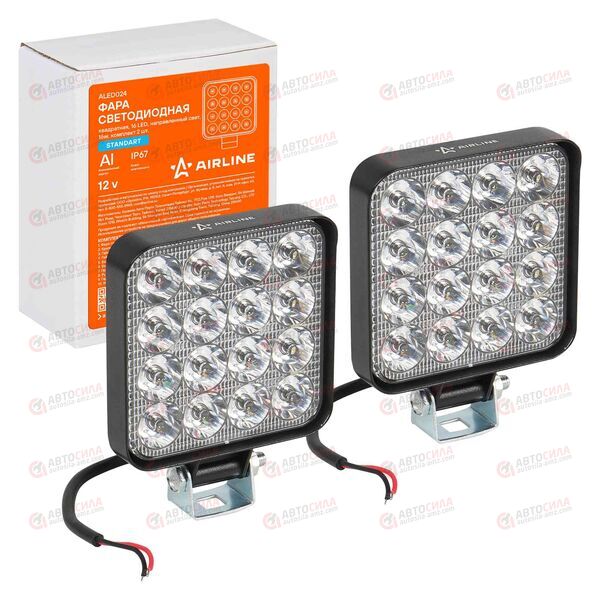 Фара с/диод квадратная 16 LED направленный свет, 16W (83х83х22) 12V (2 шт) STANDART AIRLINE